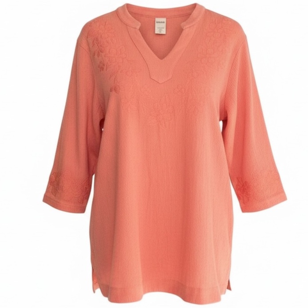 Peach Relaxed 3/4 Sleeve Tunic Top